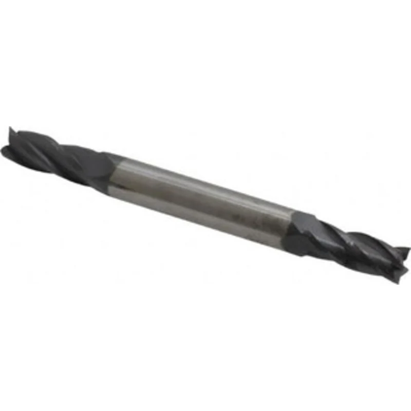 KYOCERA SGS 7/32, 1/2 LOC, 1/4 Shank Diam, 2-1/2 OAL, 4 Flute, Solid Carbide Square End Mill Double End, AlTiN Finish...